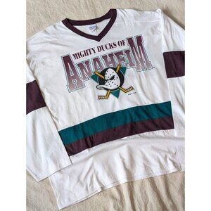 Vintage Mighty Ducks Hockey Long Sleeve Tee 90s True Fan Anaheim Shirt Adult XL